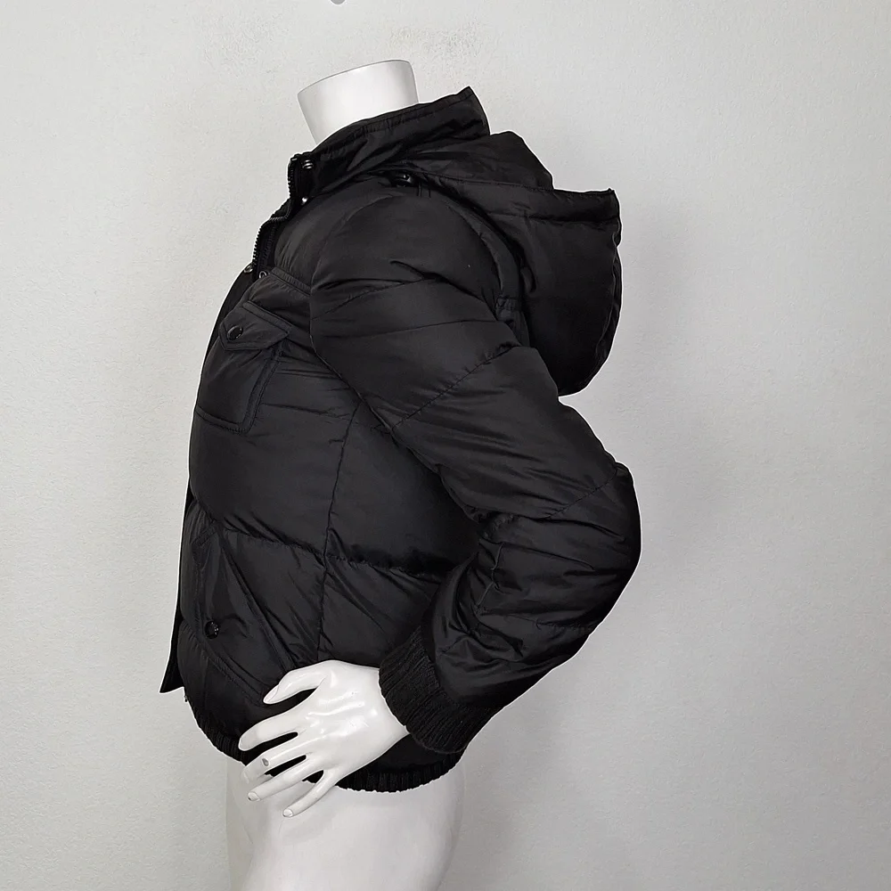J. Crew Women's Black Down Feather Hooded Gorpcore Outdoor Puffer Jacket Size XS